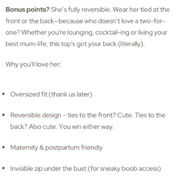 The Lullaby Club Florence Tie Front Top Small Medium Large Maternity Feeding - Picture 16 of 16